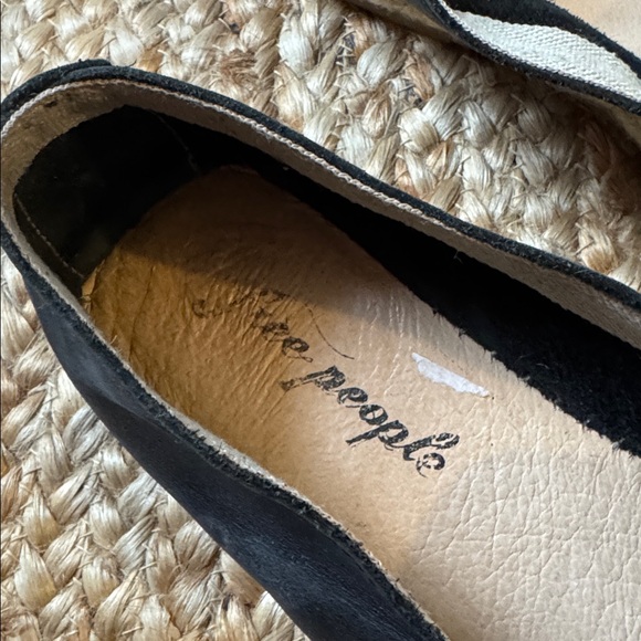 Free People 38 Black Leather Espadrille Flats Shoes - Picture 3 of 7